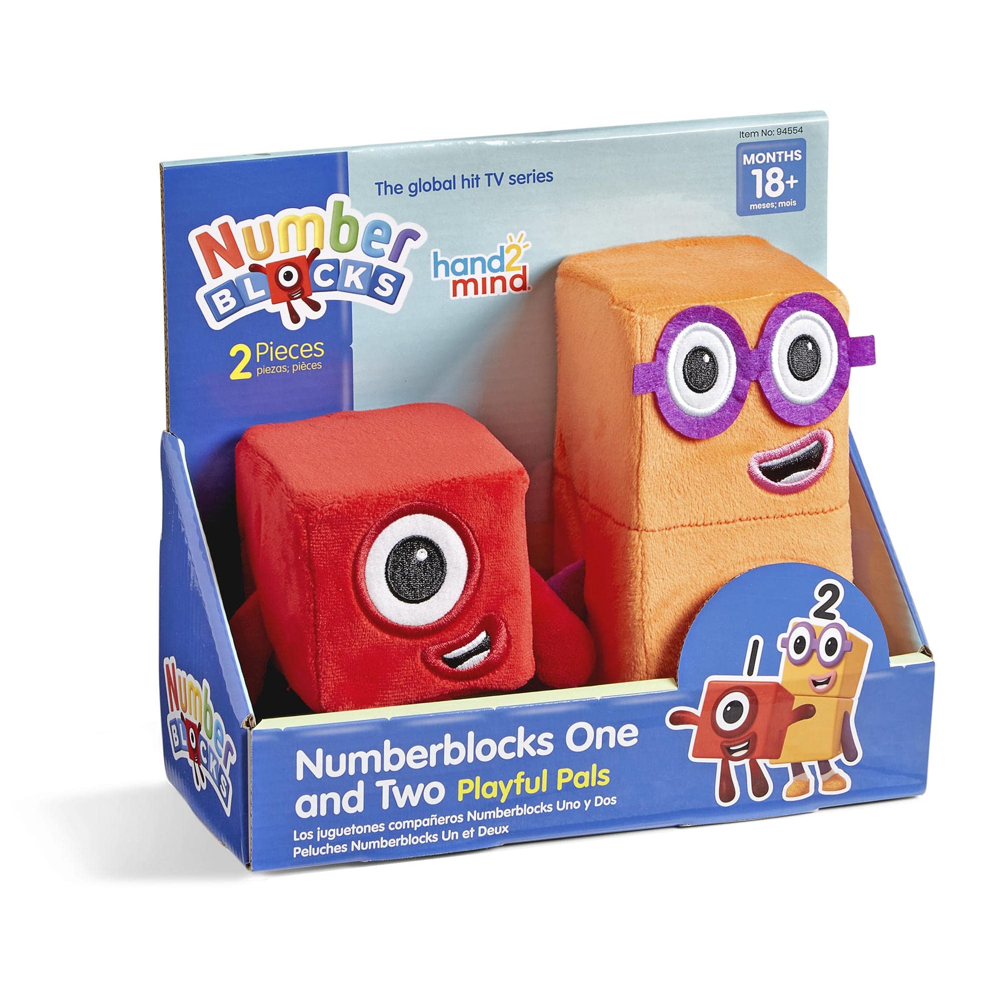 hand2mind Numberblocks One & Two Playful Pals, Plush Figure Toys, Numbers for Toddlers, Preschool Math Learning Toys, Stuffed Animal Plushies