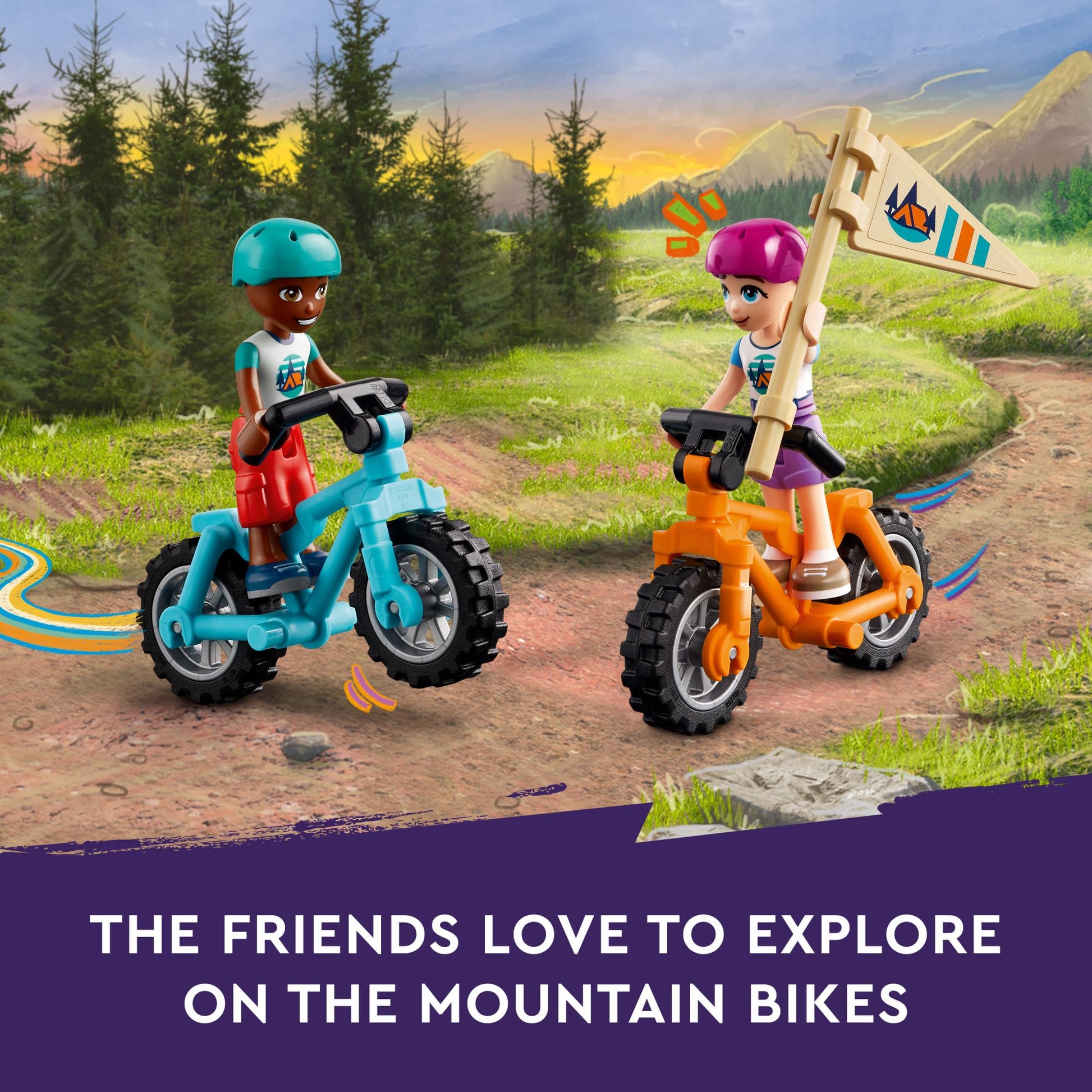 LEGO Friends Adventure Camp Cozy Cabins Camping Toy, Kids’ Nature Playset, Pretend Play Toy with 3 Mini Doll Characters and a Fox Figure, Birthday