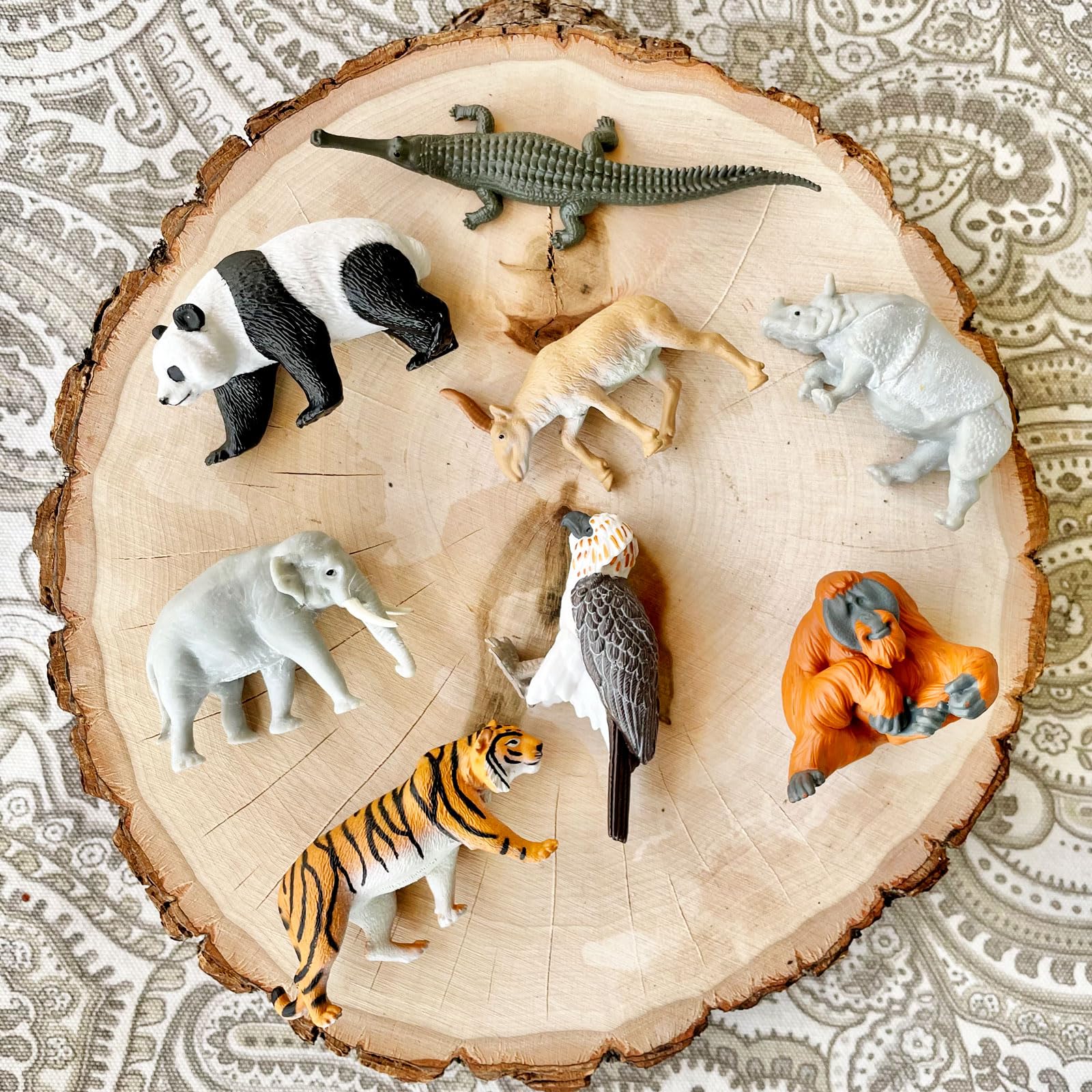 Safari Ltd. Asian Animals TOOB - Set of 8 Mini Figurines - Asian Elephant, Indian Rhino, Orangutan, Panda Bear, Tiger, Antelope, Philippine Eagle,