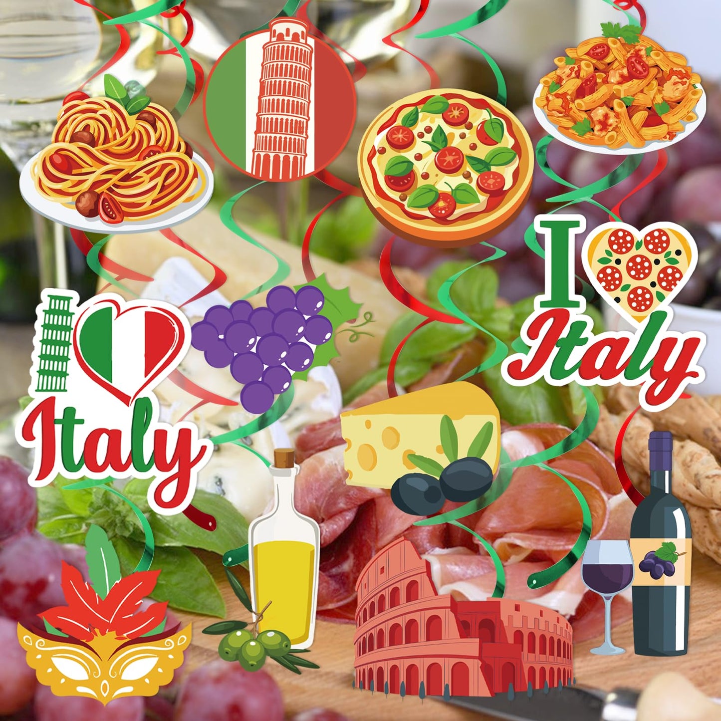Italian Party Decorations Italian Hanging Swirls Italian Decorations Party Theme Italy Ceiling Decor