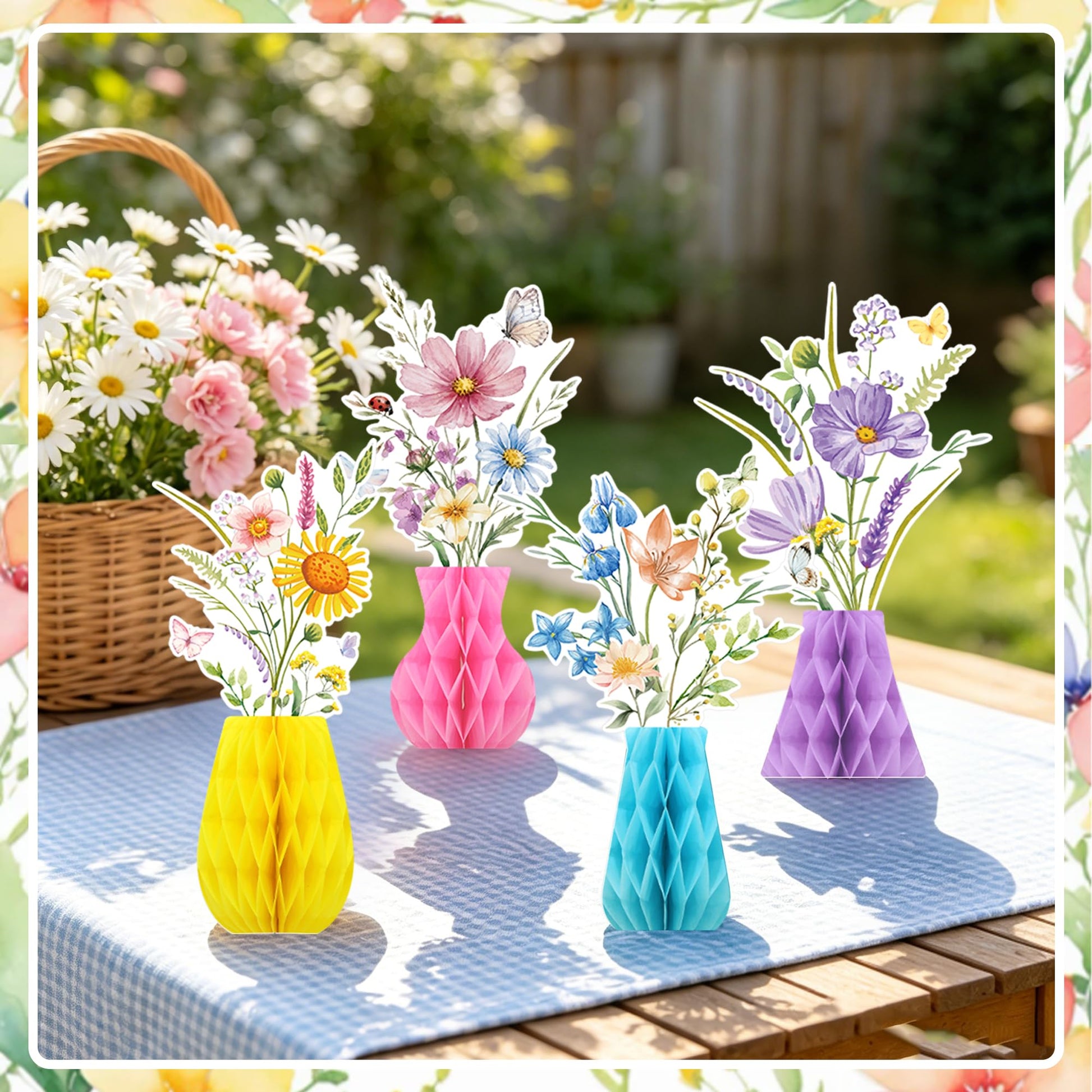 GANKTOWCOY 12 Pcs Wildflower Honeycomb Centerpieces Party Decorations