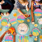 100 Pcs Ice Cream Cone Party Supplies Set, Serves 25 - Disposable Paper Plates, Napkins, and Colorful Forks, Ice Cream Themed Tableware for Kids