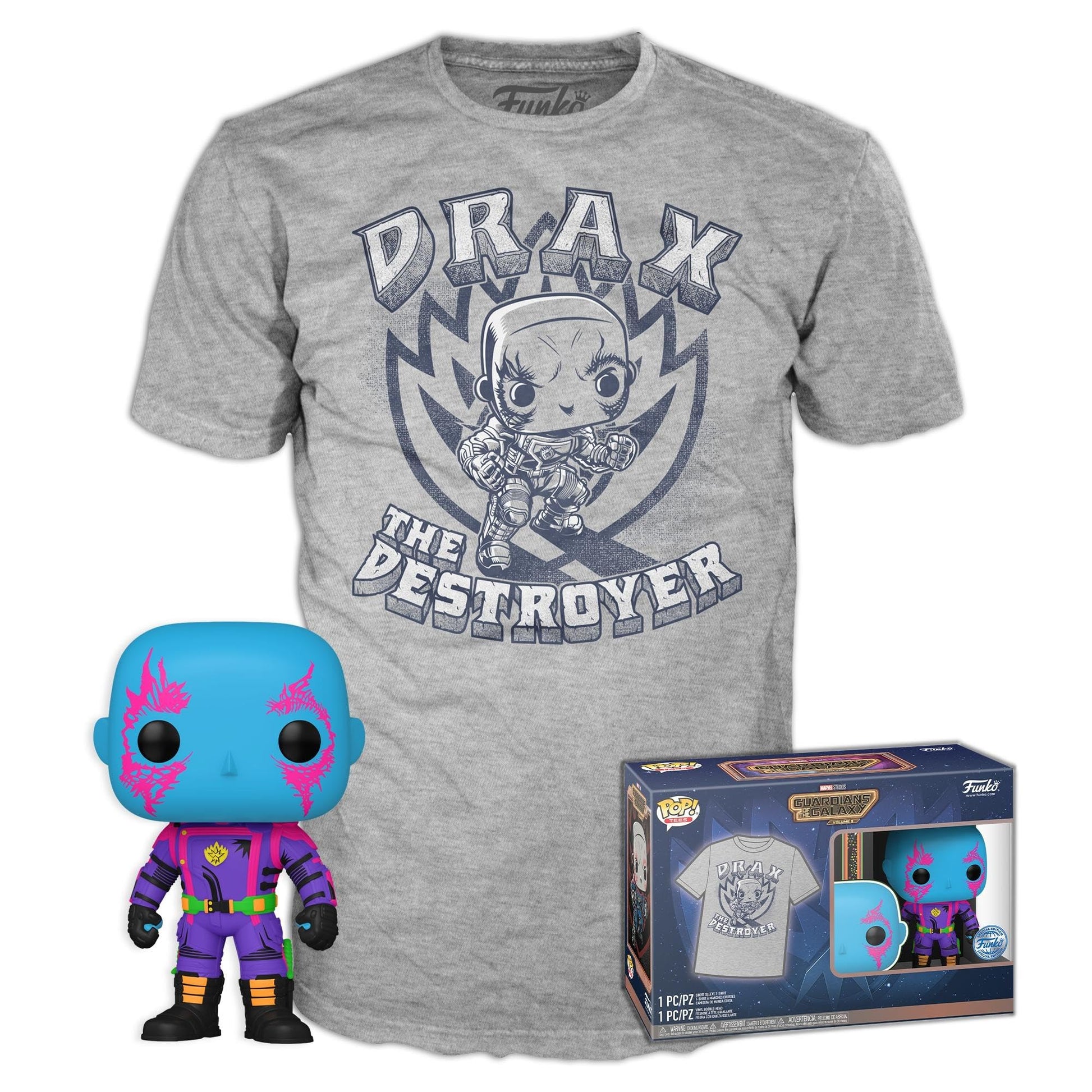 Funko Pop!&Tee: Guardians of The Galaxy - Drax - Medium - Hot Christmas - T-Shirt - Clothes with Collectable Vinyl Figure - Gift Idea - Toys and Short
