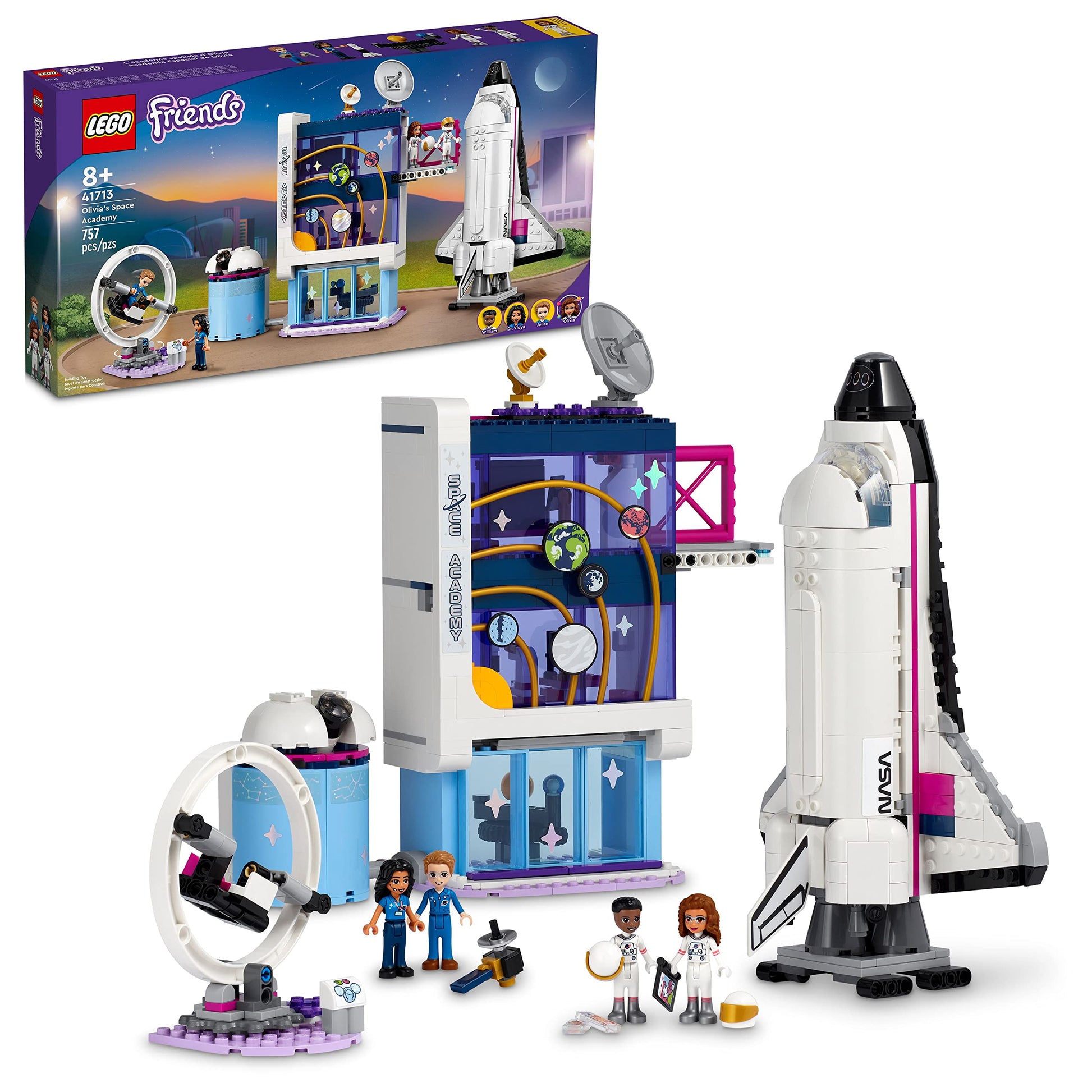 LEGO Friends Olivia’s Space Academy Shuttle Rocket 41713, NASA Space Shuttle Toy for Kids, Pretend Play Space Academy with Astronaut Mini Figures