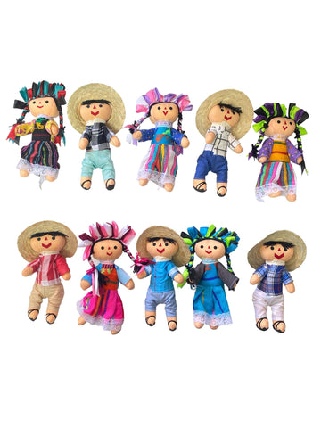 Mexican RAG Doll, 10 Piece Set, Handmade Doll, MUNECA LELE, Mix