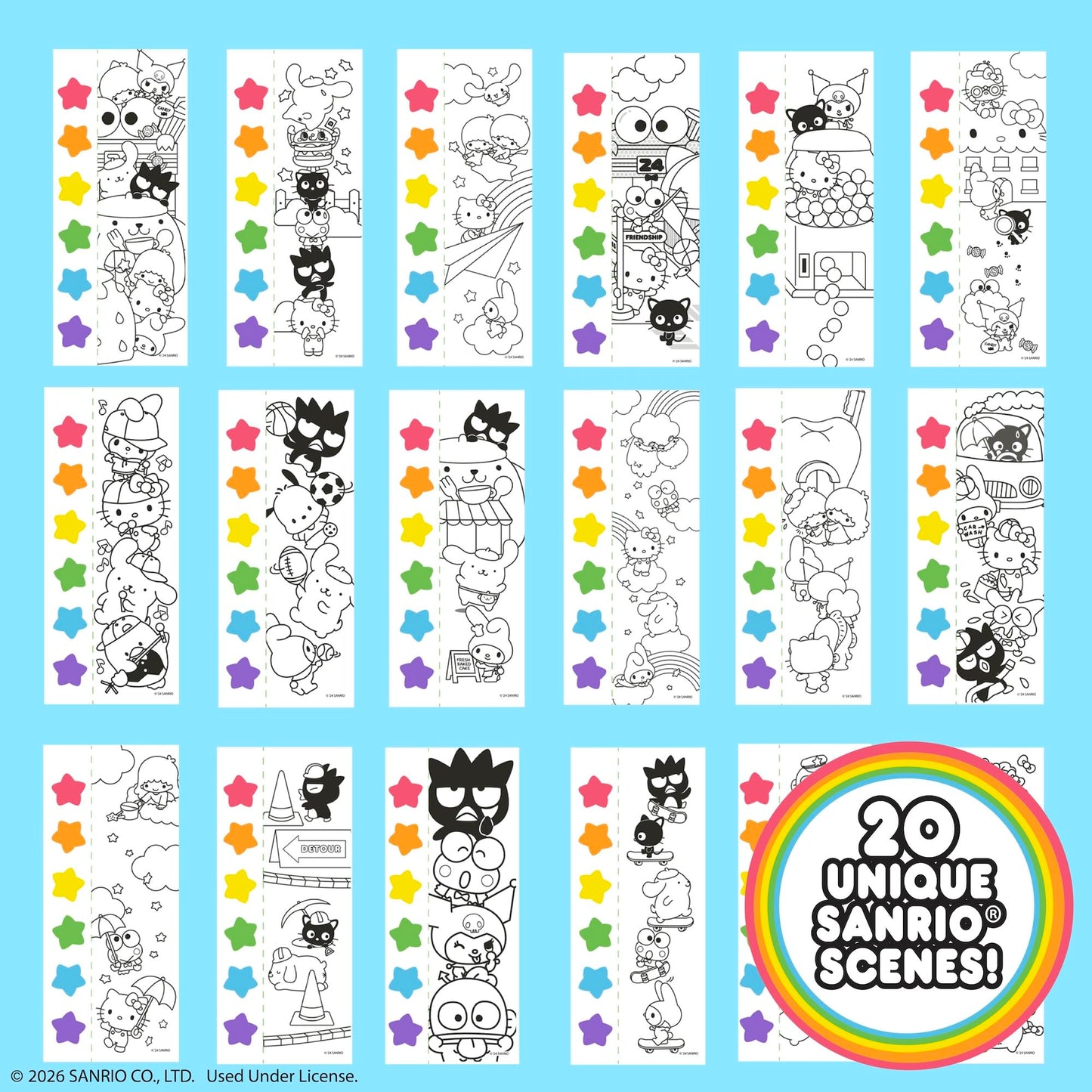 Hello Kitty & Friends Sanrio Watercolor Art Pad with 20 Unique Pages, Mini Paintbrush & 6 Less Mess Watercolor Paint Colors, Great Travel Activities