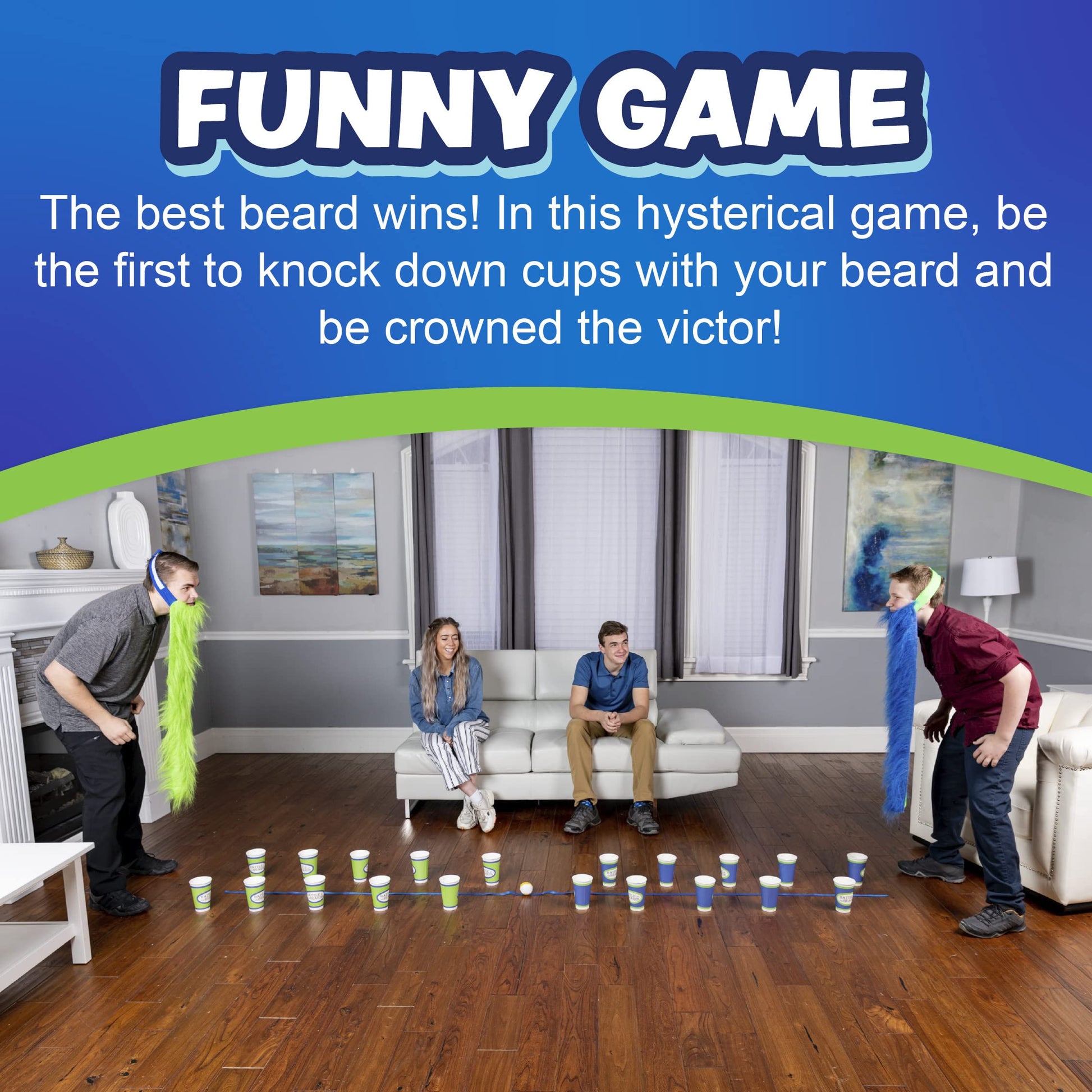 Squirrel Products Battle of The Beards Funny Party Game, White Elephant Minute to Win It Game for Kids & Adults, Family Game Night Activity for Ages