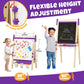 Belleur Wooden Art Easel for Kids 2+, Adjustable Double Sided Easel for Toddlers with Dry-Erase Board & Magnetic Whiteboard & Paper Roll Rod, 28"-40"
