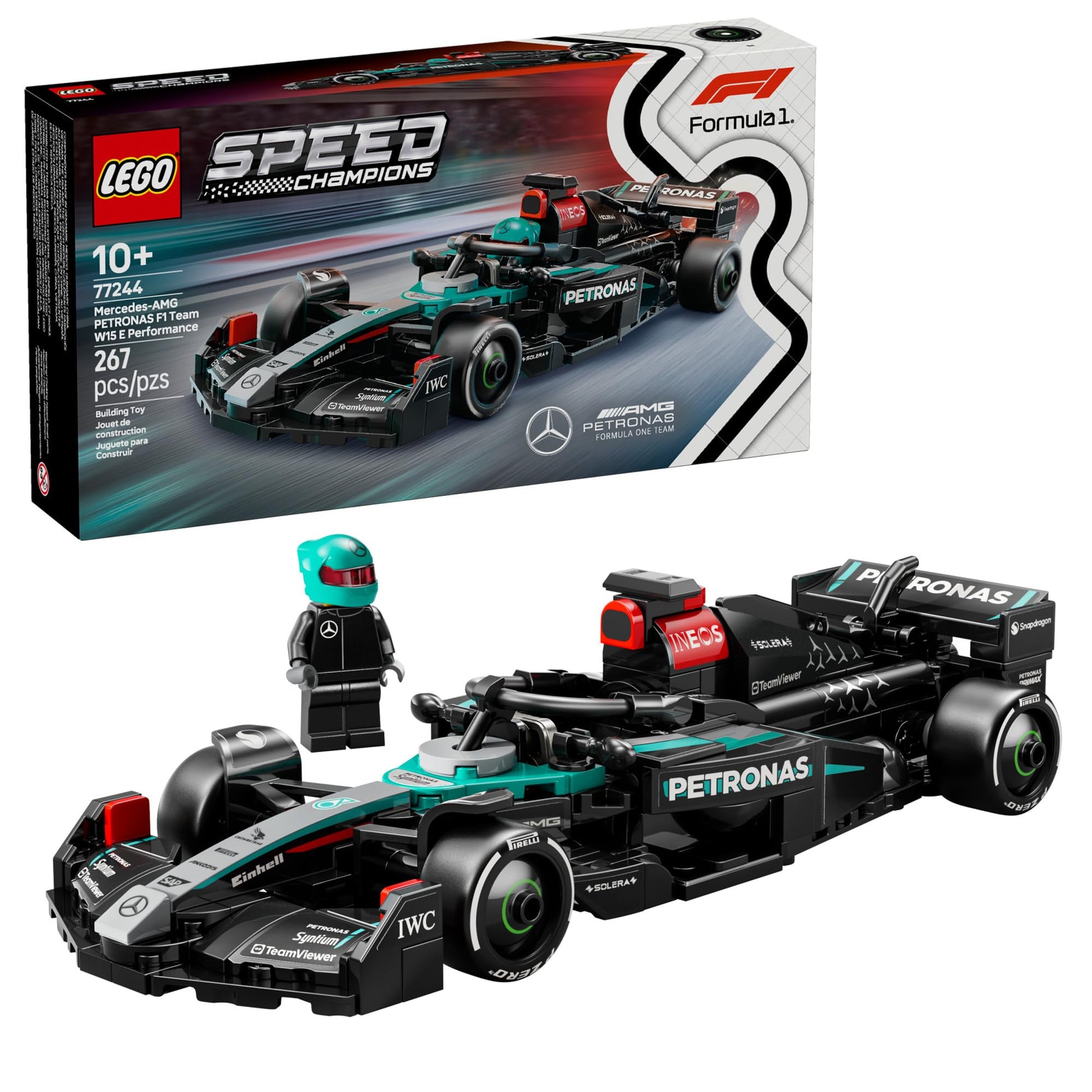 LEGO Speed Champions Mercedes-AMG F1 W15 Race Car Toy - Building Set for Kids, Boys & Girls, Ages 10+ - Toy Car for F1 Fans - Gift Idea for Birthday