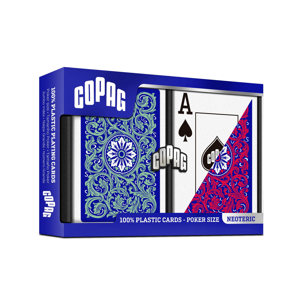 Copag 1546 Neoteric Design 100% Plastic Playing Cards, Poker Size (Standard) Green/Red (Jumbo Index, 1 Set)