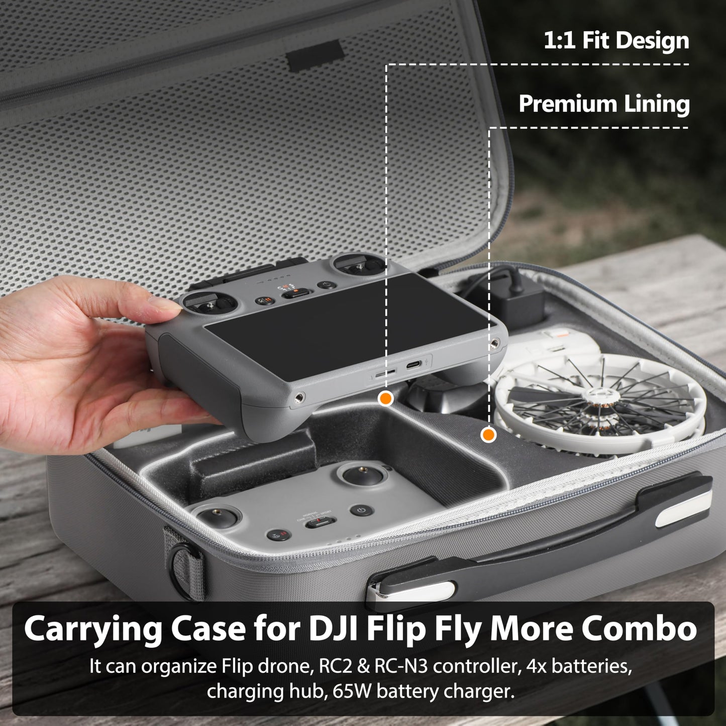STARTRC PHOTO Flip Case for DJI Flip Fly More Combo,Portable PU Leather Shoulder Bag Can Organizes RC2/RC-N3 Remote/7 Original Batteries/Charging