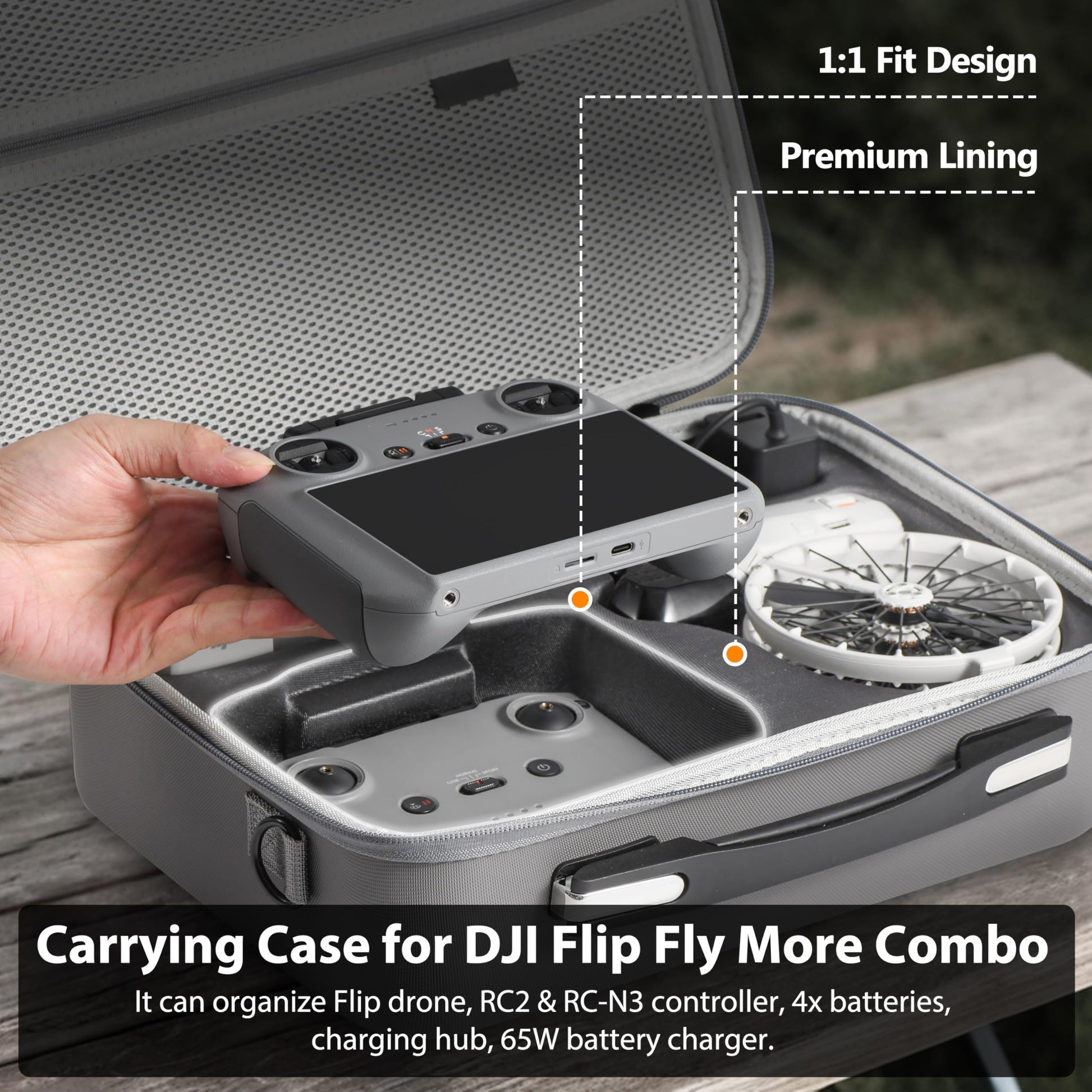 STARTRC PHOTO Flip Case for DJI Flip Fly More Combo,Portable PU Leather Shoulder Bag Can Organizes RC2/RC-N3 Remote/7 Original Batteries/Charging