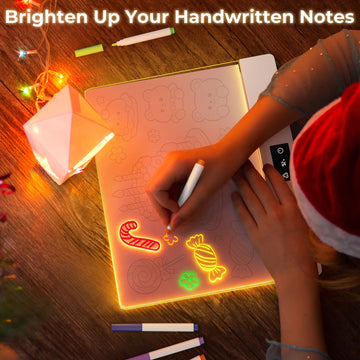 Rechargeable LED Drawing Board for Kids, Bawaslom Doodle Glow Pad, White