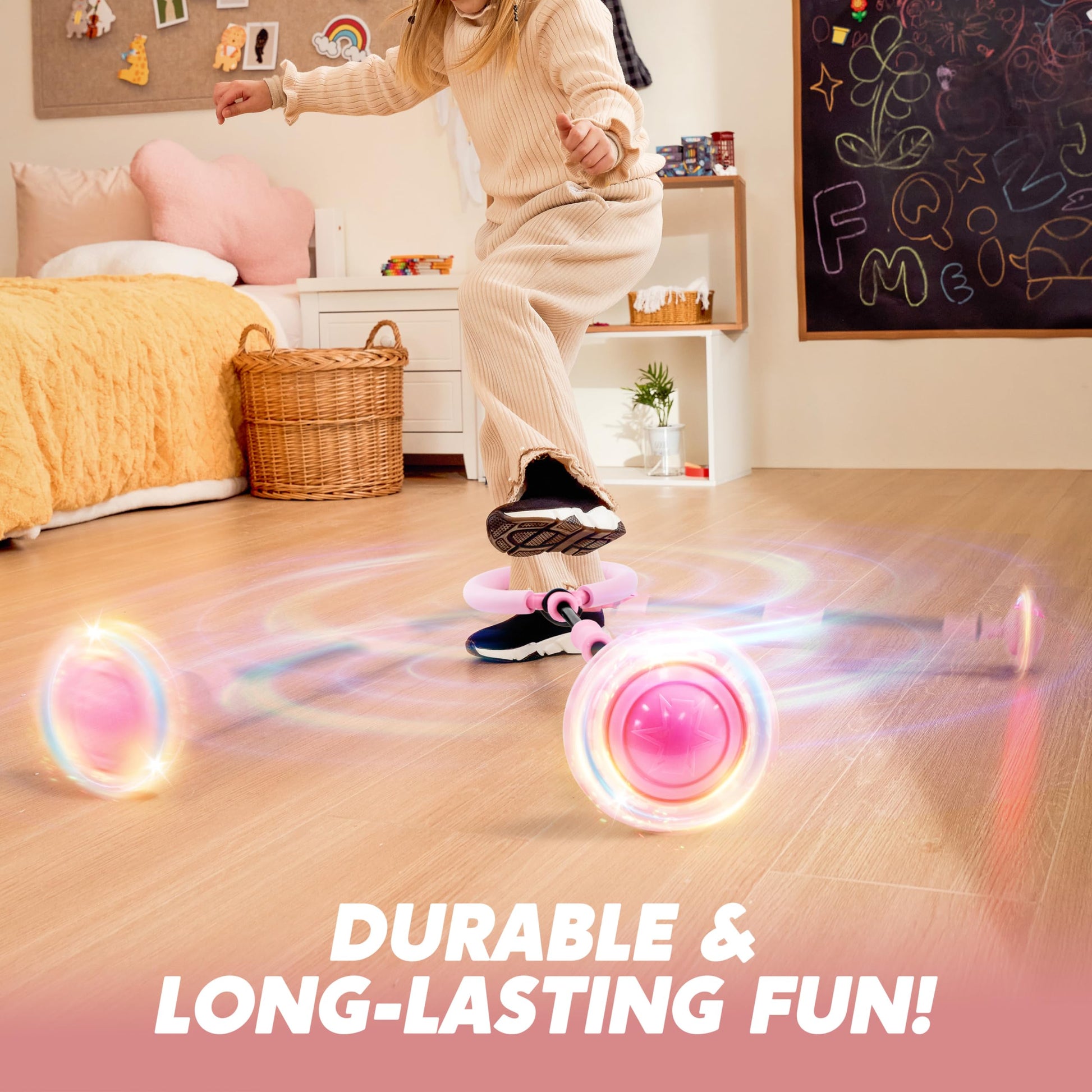 JOYIN Pink Ankle Skip Ball with Flashing Lights, Toy for Kids Indoor & Outdoor, Flashing Swing Ball Foldable Sports Toy, Birthday Gifts for Kids 3 4 5