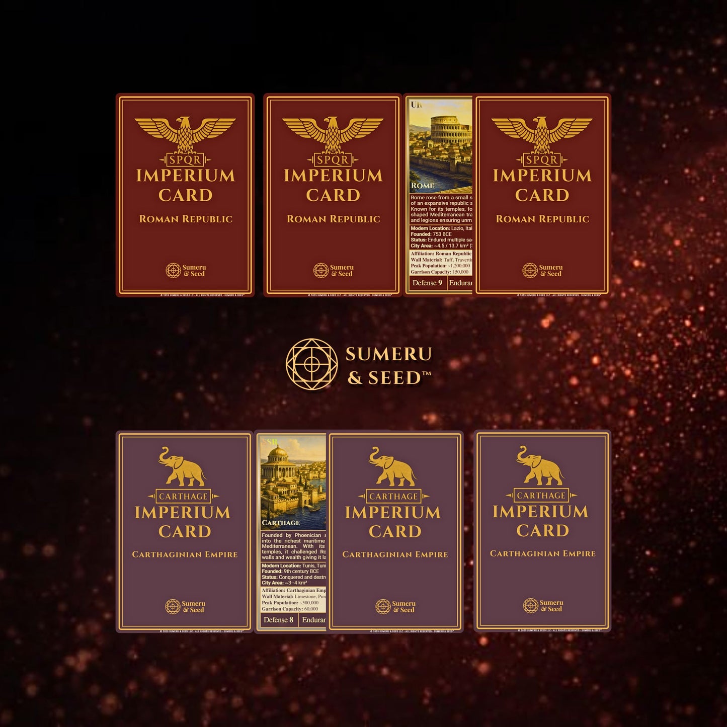 Sumeru & Seed Imperium Cards - Historical Strategy Card System - The Second Punic War Core Set - Rome vs Carthage - Sandbox Tabletop Experience