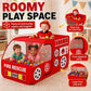 Kiddey Fire Truck Play Tent for Kids - Firetruck Tents with Sirens and Fireman Sound Button for Girls, Boys, & Toddlers Gifts - Red Fire Engine Pop Up