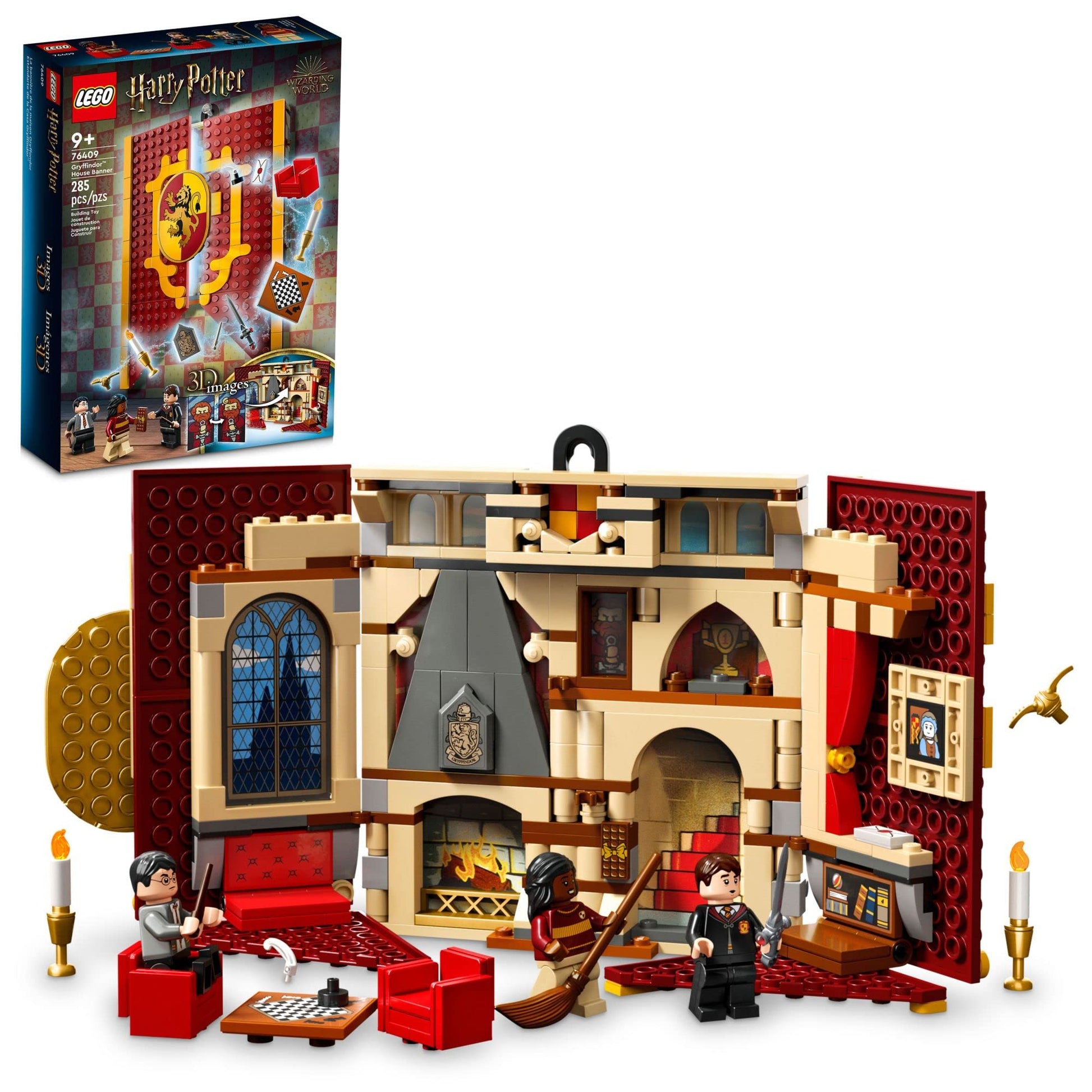 Lego Harry Potter Gryffindor House Banner Set 76409 With LEGO Building Elements, Hogwarts Castle Common Room Toy or Wall Display, Fold Up Travel Toy,