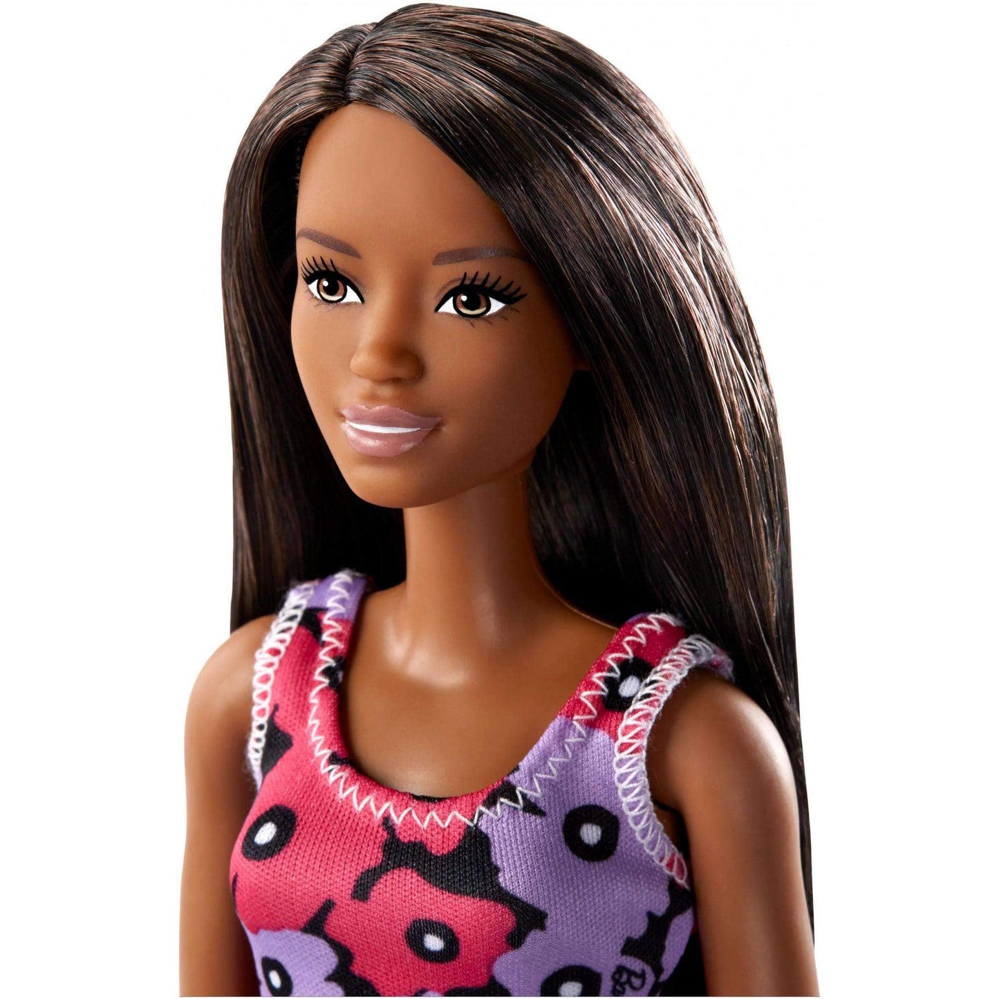 Barbie African American Doll with Spring Dress Purple and Pink Flowers