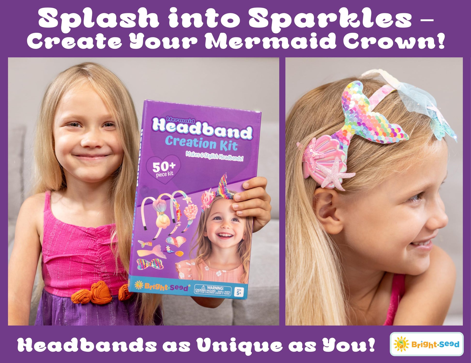 Bright Seed Headband Making Kit for Girls, DIY Hair Accessories - Mermaid