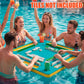 Floating Mahjong Table for Pool - 33.5in Foldable Water Game Table for Card Games & Tile Games - Portable Swimming Pool and Hot Tub Float Board Game
