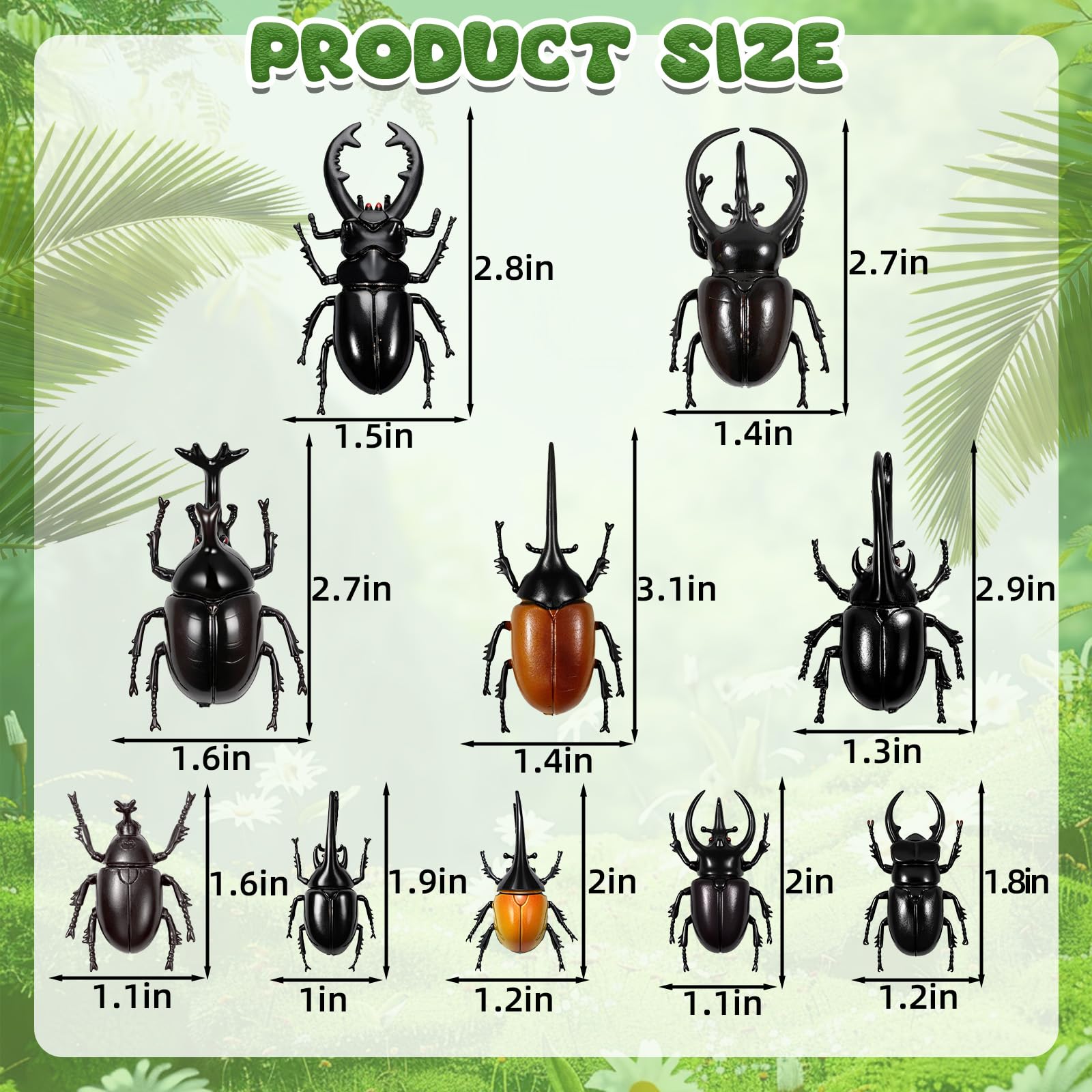 Bbiamsleep 10 Pcs Beetle Figurine Plastic Beetles Models Plastic Bugs Garden Animal Cake Topper