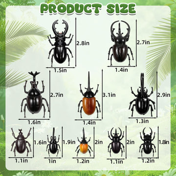 Bbiamsleep 10 Pcs Beetle Figurine Plastic Beetles Models Plastic Bugs Garden Animal Cake Topper