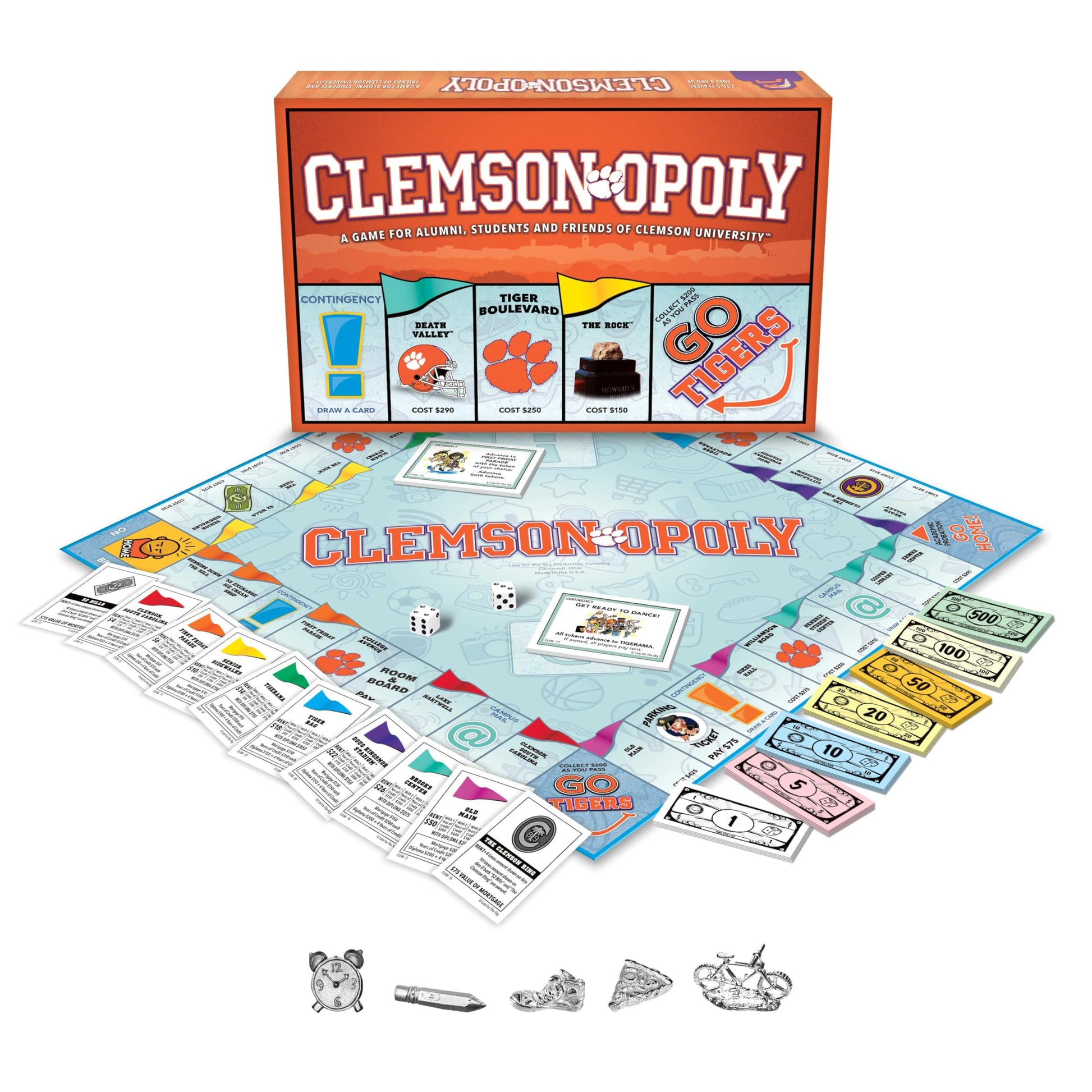 Late for the Sky Clemson University Clemsonopoly Board Game, Official Campus Edition for Fans, Students, Alumni, 2 to 6 Players Family Fun