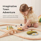 OOOK Multi-Scenario Wooden Train Set,All Wood Accessories Train Set for Toddlers 3 Years Old, Multi-Scenario Train Toy for 3 4 5 Years Old Girls