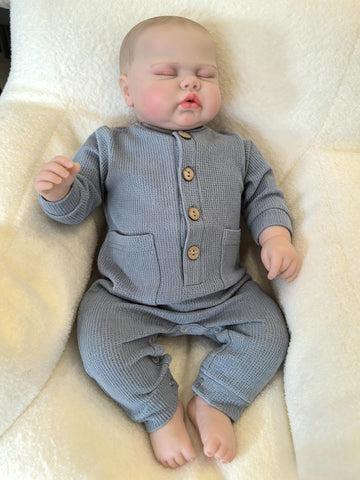 XinXinYuan 24 Inch Lifelike Big Reborn Baby Dolls Realistic Asleep Newborn Toddler Boy with Feeding Accessory that Look Real Silicone Baby Doll