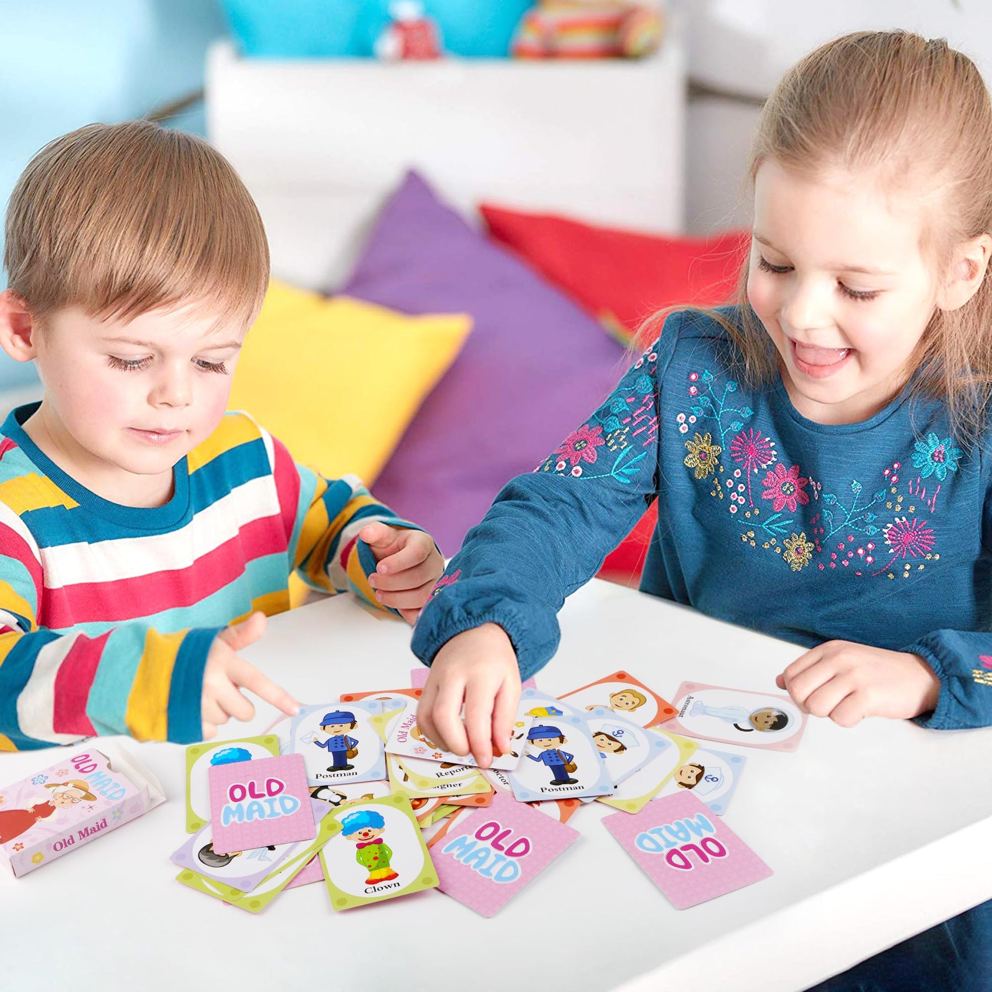 Kids Card Games, Go Fish, Old Maid, Memory Match and Crazy 8s, Go Fish Card Game for Kids 4-8, Fun Toddler Card Games for Family Game Night Party