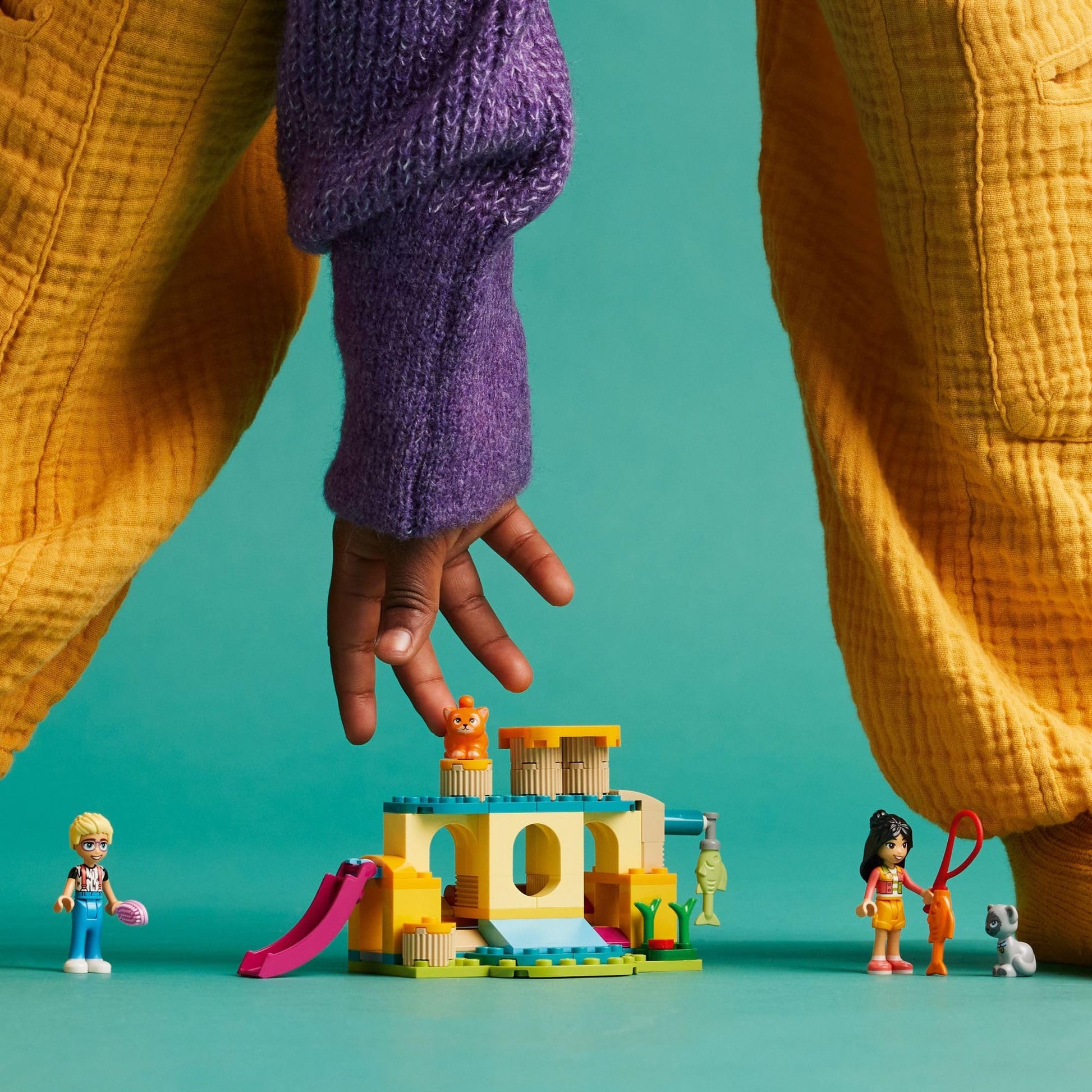LEGO Friends Cat Playground Adventure, Animal Toy with Figures, Gift Set Idea for Kids, Girls and Boys 5 Years and Up, Pretend Play with Mini-Doll