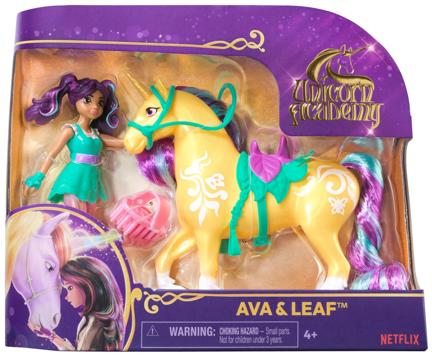 Unicorn Academy Rider and Unicorn Set - Approx. 12 cm, The Popular Netflix Series, with 2 Accessories and Brush for Creative Role Play, for Children