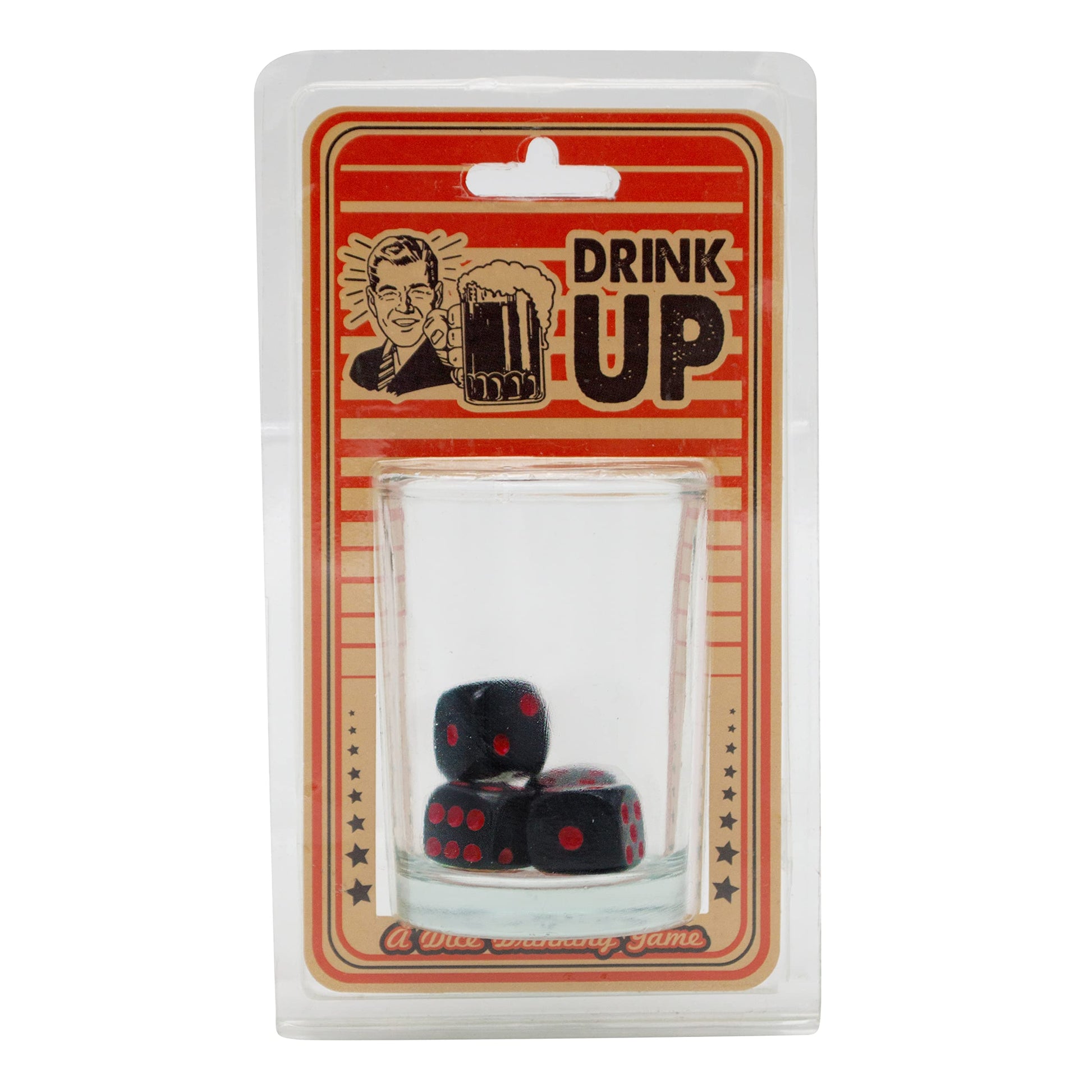 TMD Retail Drink Up Adult Party Games - Unique Bachelorette Party Games - Adult Drinking Games with 4 Oz Shot Glasses & 4 Dice - Dice Games