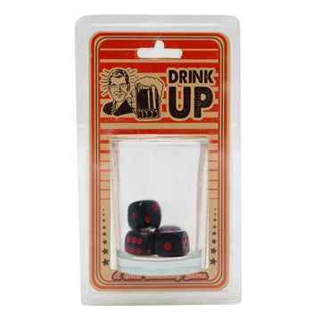 TMD Retail Drink Up Adult Party Games - Unique Bachelorette Party Games - Adult Drinking Games with 4 Oz Shot Glasses & 4 Dice - Dice Games