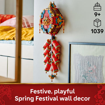 LEGO Spring Festival Fortune Firecracker Kids Building Toy - Chinese New Year Toy for Boys & Girls, Ages 9+ - Play & Display Wall Art with Realistic