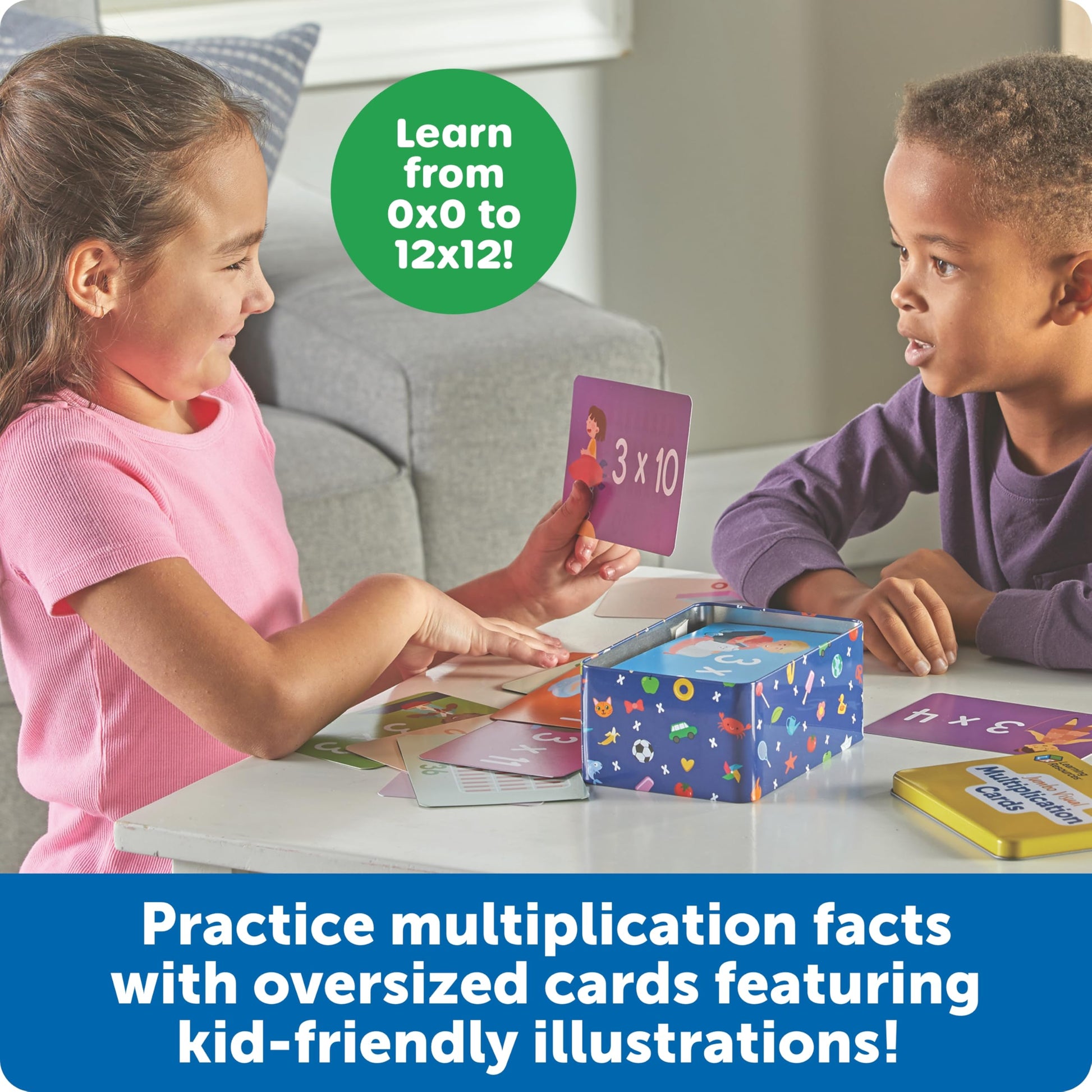 Learning Resources Jumbo Visual Multiplication Cards - Math Manipulatives, Montessori Activity, Back to School, Classroom Must Haves