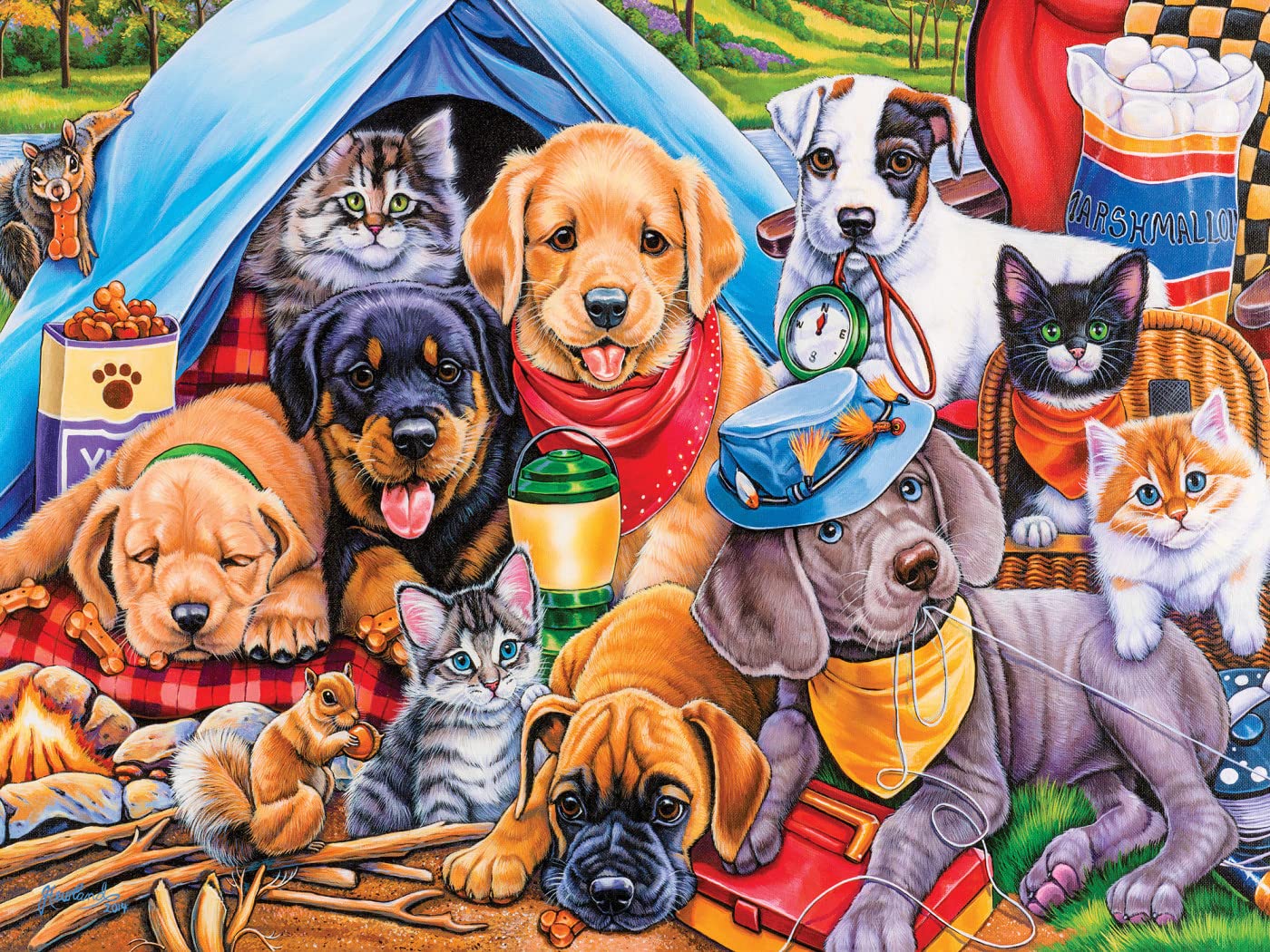 MasterPieces 300 Piece EZ Grip Jigsaw Puzzle - Camping Buddies - 18"x24"