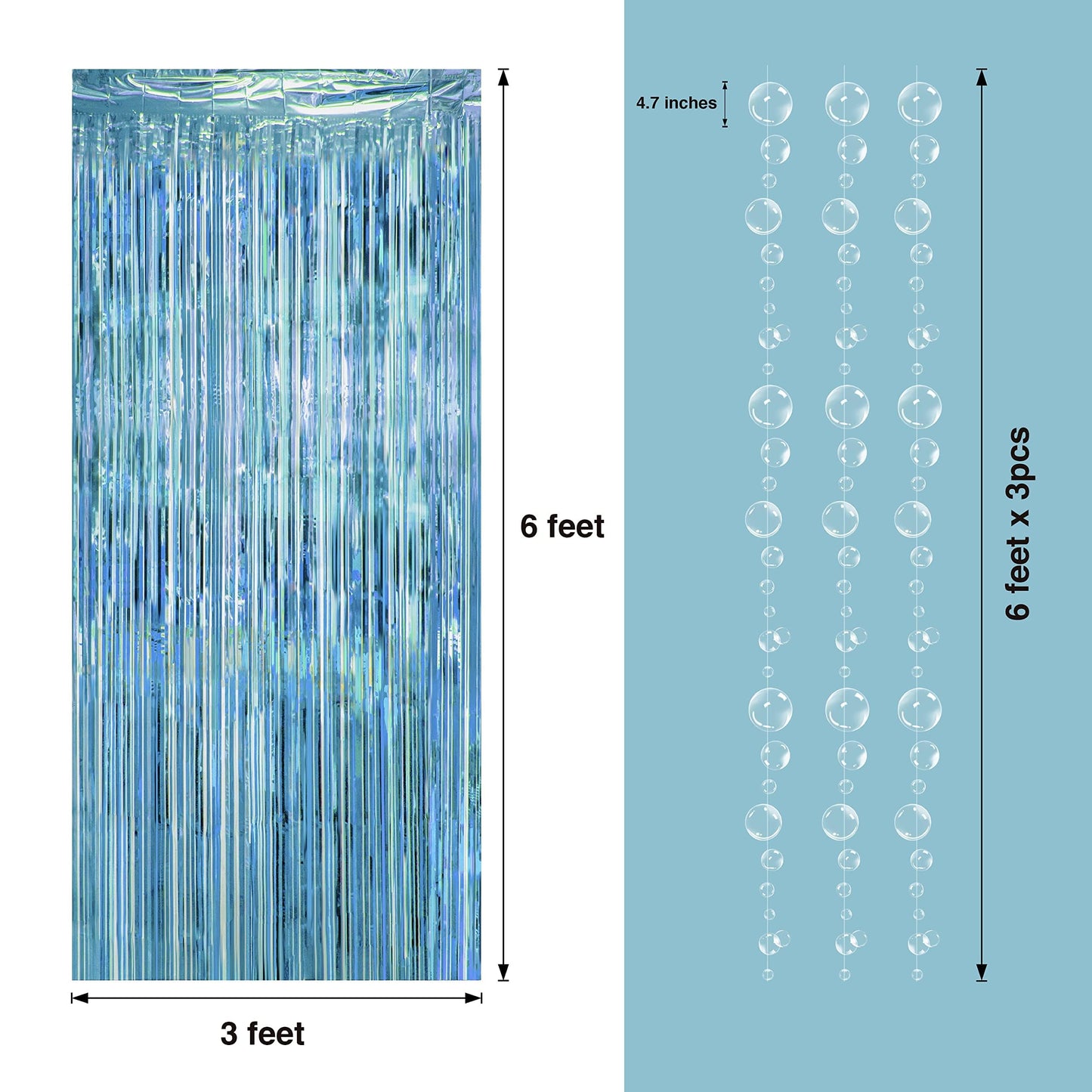 Decor365 Under The Sea Party Decorations Bubble Garland Backdrop Mermaid Birthday Party Decorations Ocean Theme Streamers Foil Fringe Curtain Pool