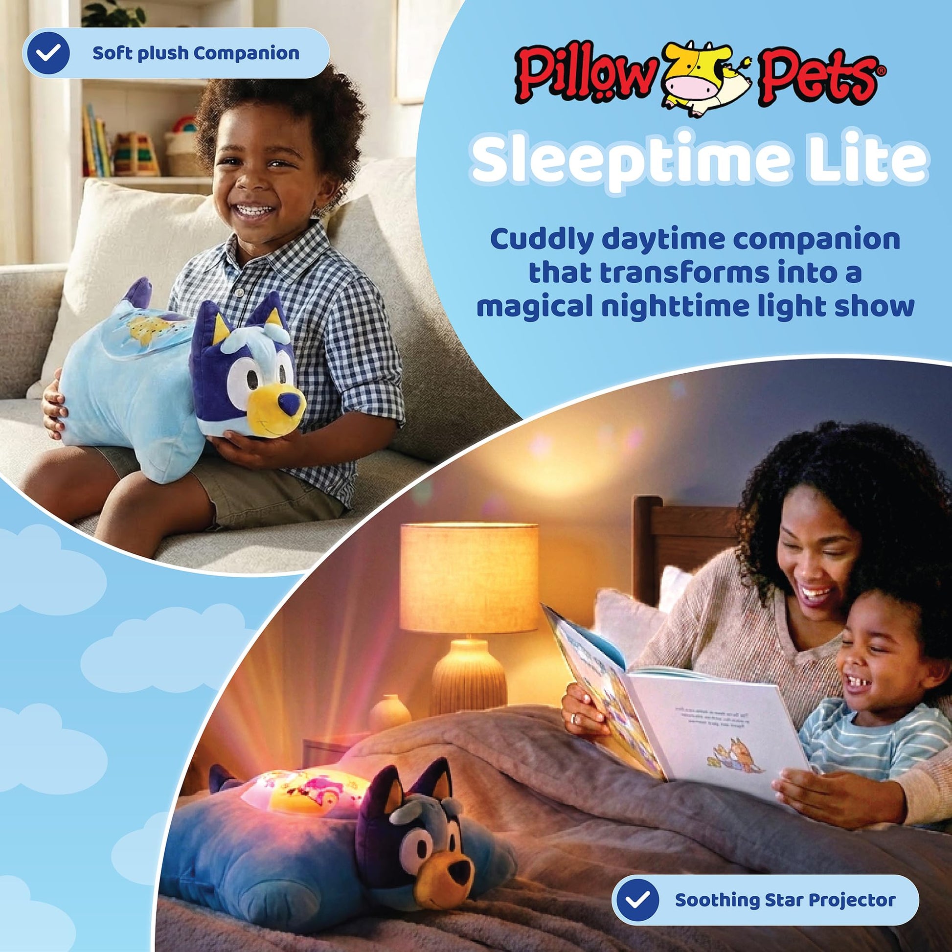 Pillow Pets BBC Studios Bluey, 11" Sleeptime Lite