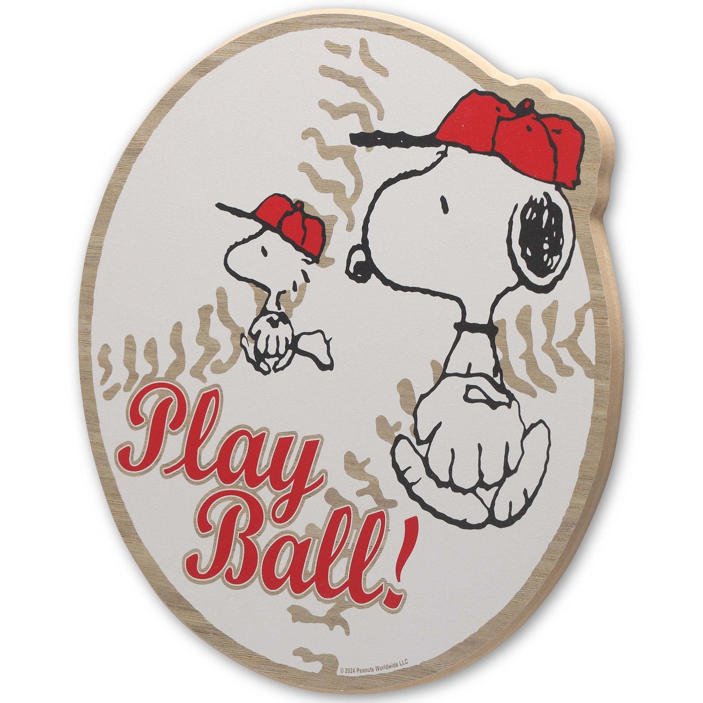 Peanuts Snoopy and Woodstock Play Ball Baseball Wood Wall Decor