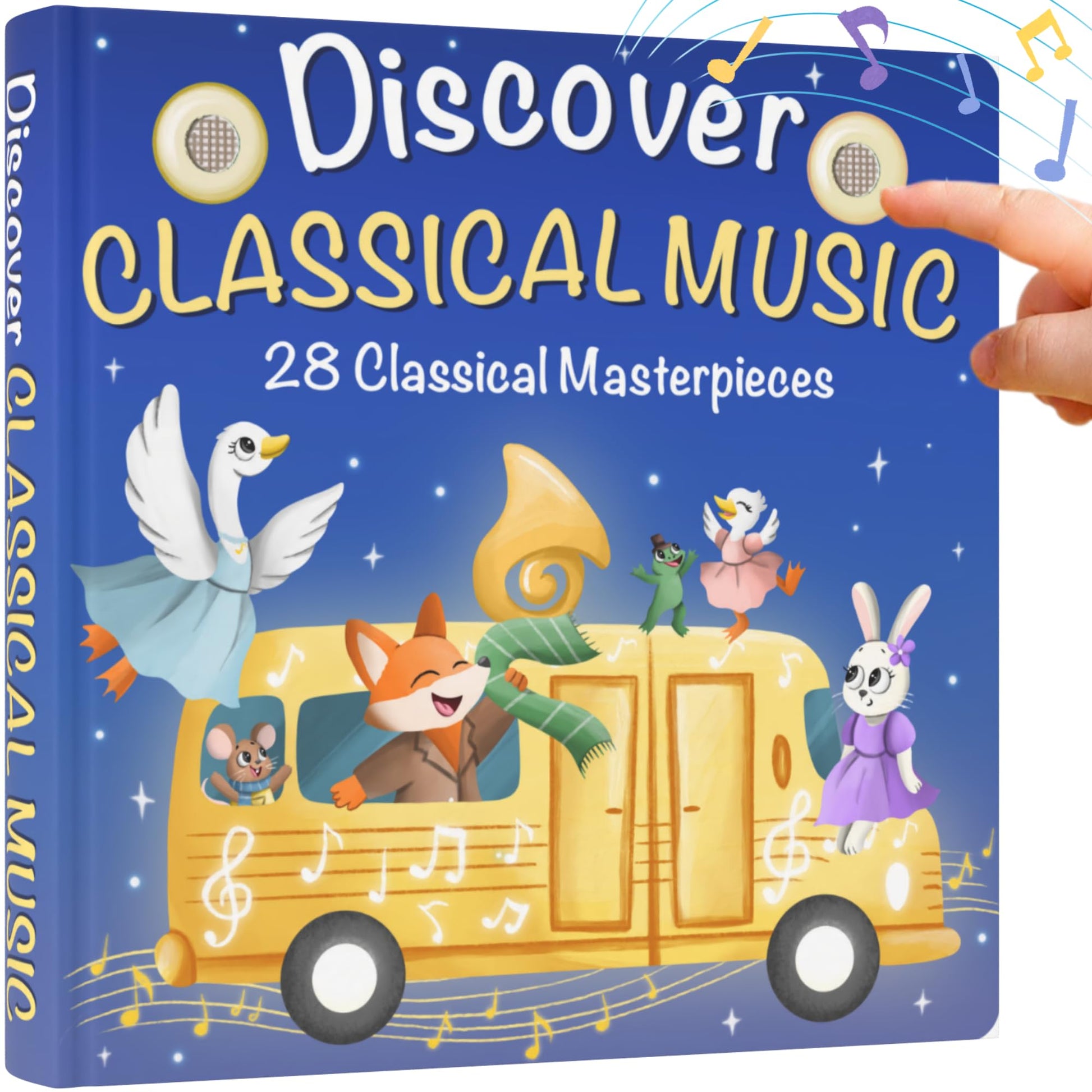 LITTLE MAESTRO Discover Classical Music - 28 Classical Masterpieces, Musical Books for Toddlers, 28-Button Music Book, Musical Toys for Toddlers 1-3