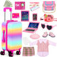 WONDOLL American 18-inch-Doll-Clothes and Accessories Girl-Travel-Suitcase Luggage,Clothes and Shoes, Bag, Sunglasses, Camera, Passport, Notebook