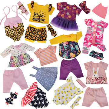Windolls 10 Sets 14-16 Inch Baby Doll Clothes Dress Outfits Headbands Accessories fits New Born 15 inch Baby Doll