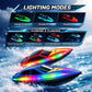 RC Boat with 7-Mode Colorful LED Lights,10 Inch Remote Control Boat,15KM/H High Speed,2.4GHz,3 Speed Modes,2 Rechargeable Batteries,Auto Flip