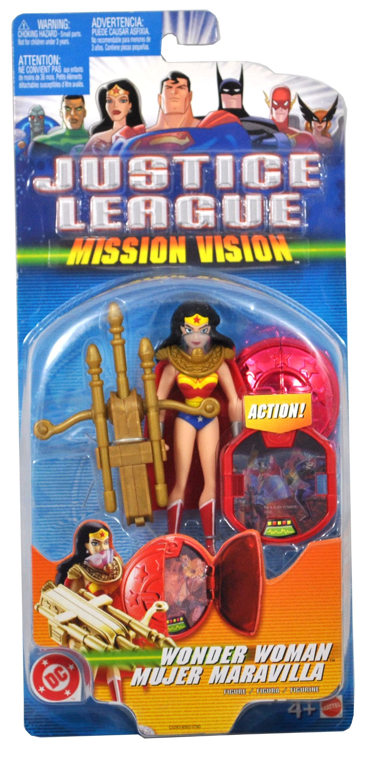 JLA DC Comics Year 2003 Justice League Mission Vision Series 4-1/2 Inch Tall Action Figure - Wonder Woman with Display Base, Crossbow, 3 Arrows, Face