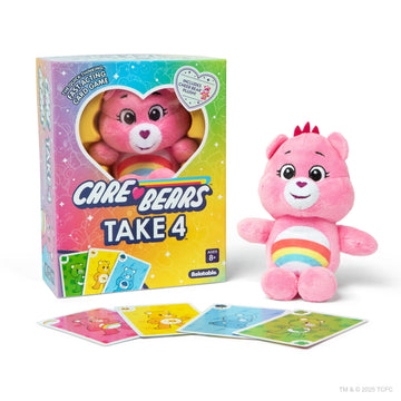 Care Bears™ Take 4 by Relatable - A Fast, Cute Family Card Game Featuring an Exclusive Cheer Bear plushie. Perfect for Family Game Night, Kids Games