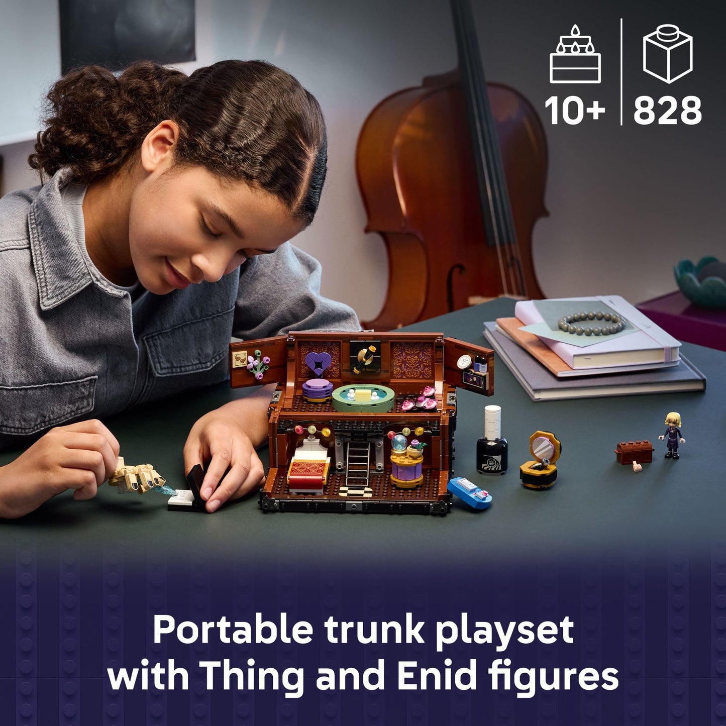 LEGO Wednesday Thing’s Apartment Building Toy - Transforming Trunk Playset W/Poseable Thing & Enid Sinclair Minidoll - Wednesday Merch for Girls