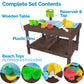 WONKAWOO Sand and Water Table for Toddlers | Outdoor Wooden Sensory Sand Table with 2 Plastic Bins, Built-in Water Tap and Beach Toys Included | Sand