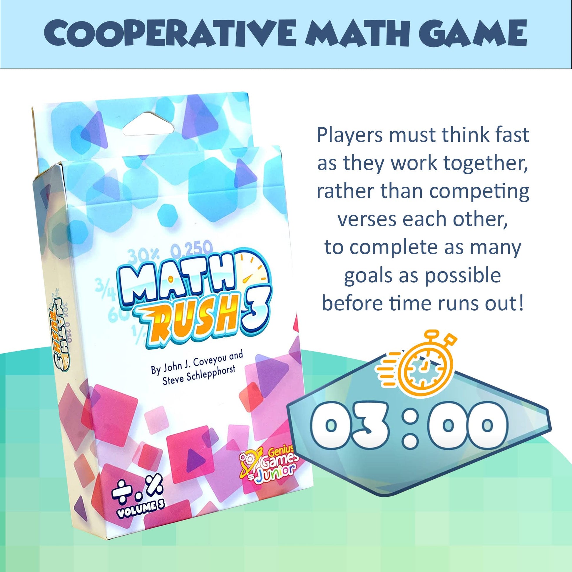 Math Rush 3: Fractions, Decimals & Percentages - A Cooperative Time-Based Math Flash Card Game for Kids, Students, and Families | Fun & Engaging STEM