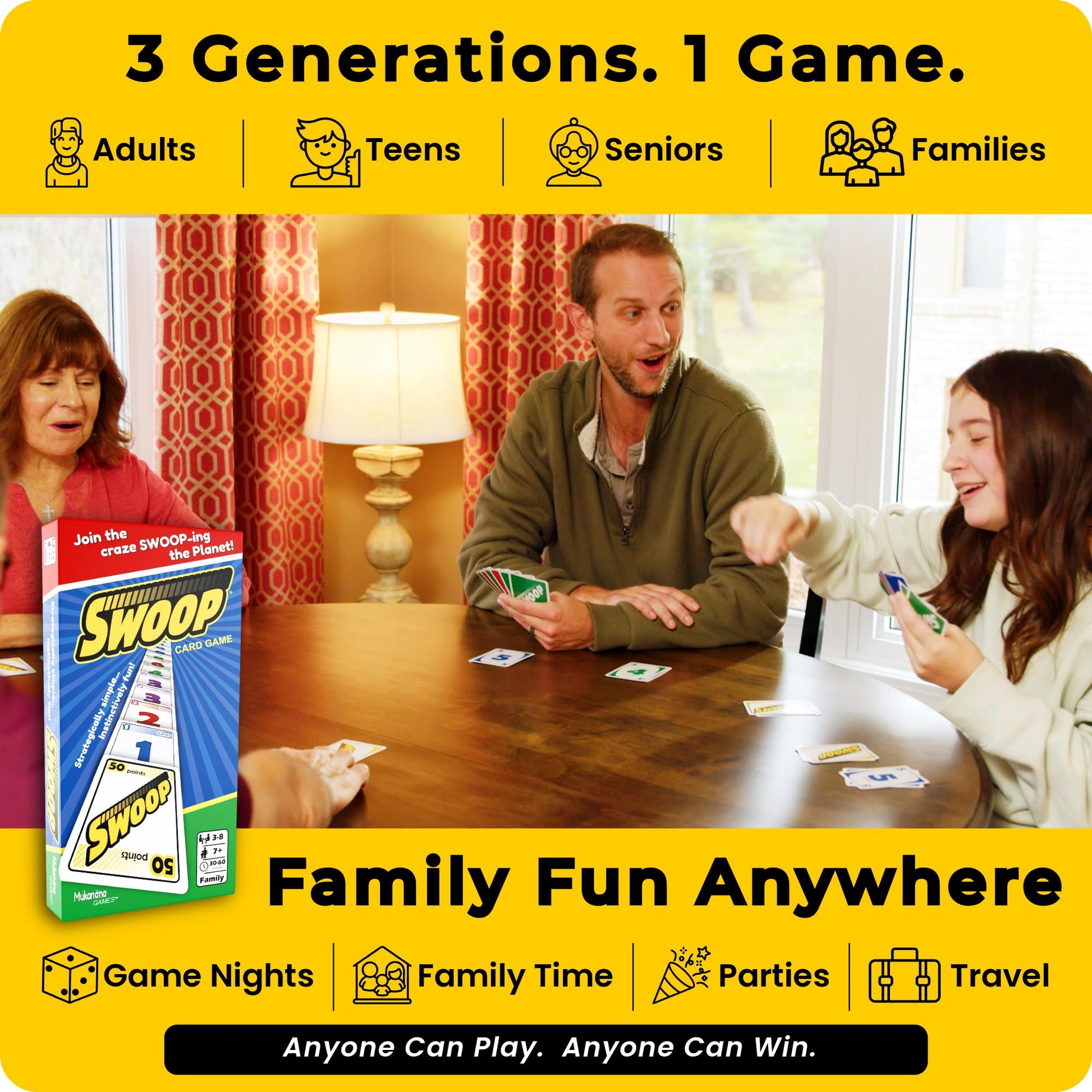 SWOOP Card Game | Family Strategy Party Game | Ages 7+ | 3-8 Players